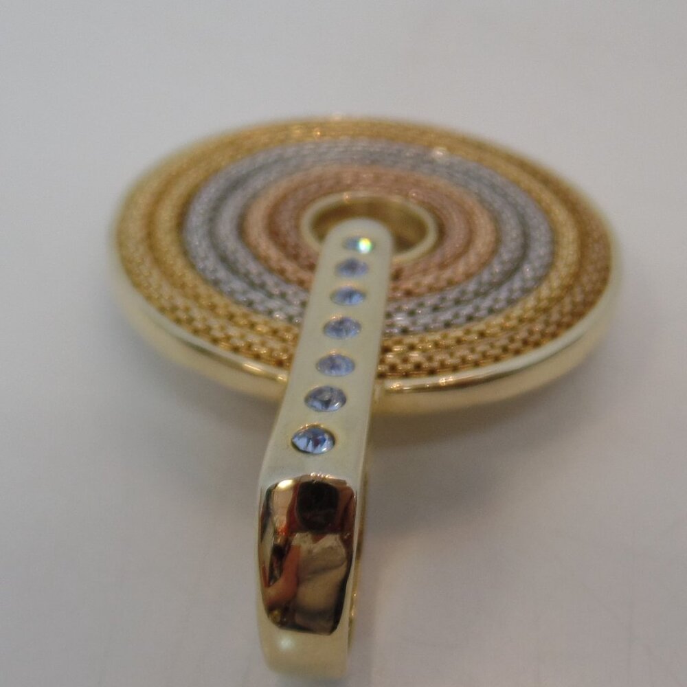 Unbranded Rose Gold, Gold & Silvertone Chain Pendant W Bling Round Apx 1.5" Rnd - Picture 3 of 7